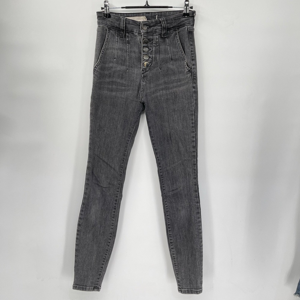 Pilcro 25 Skinny Jeans Womens Faded Black High Rise Button Fly Anthropologie